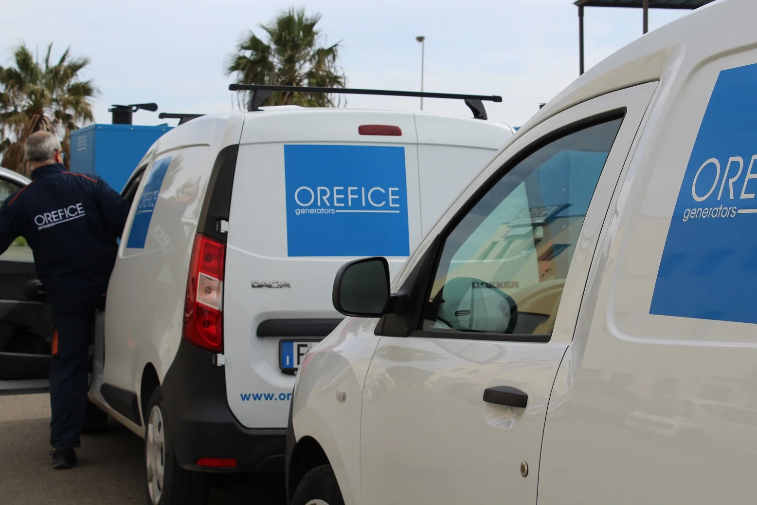 Orefice Generators service vans with technician